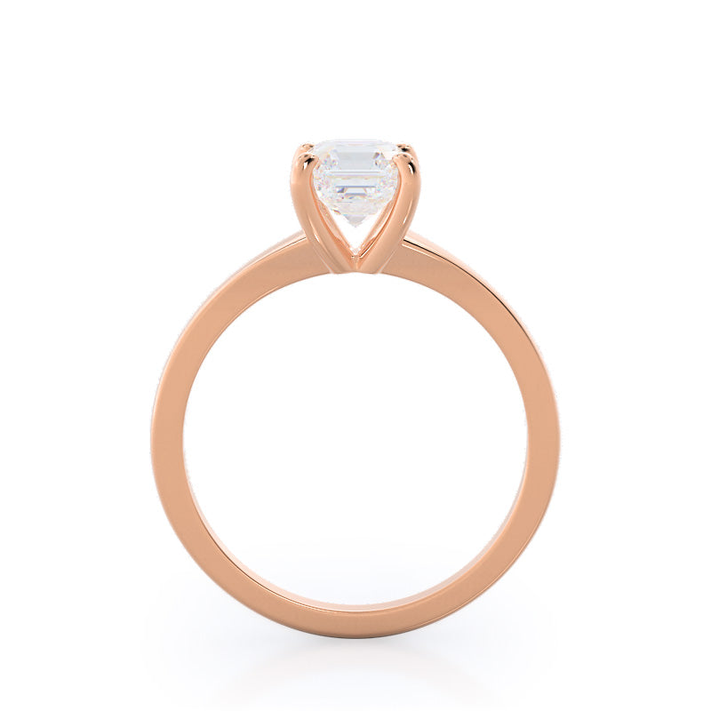 Widening Solitaire Engagement Ring with Asscher Cut Diamond in 14KT Rose Gold view 2
