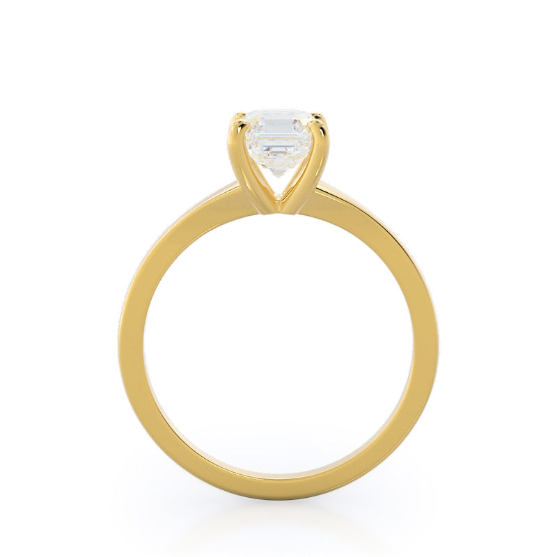 Widening Solitaire Engagement Ring with Asscher Cut Diamond in 14KT Yellow Gold view 2
