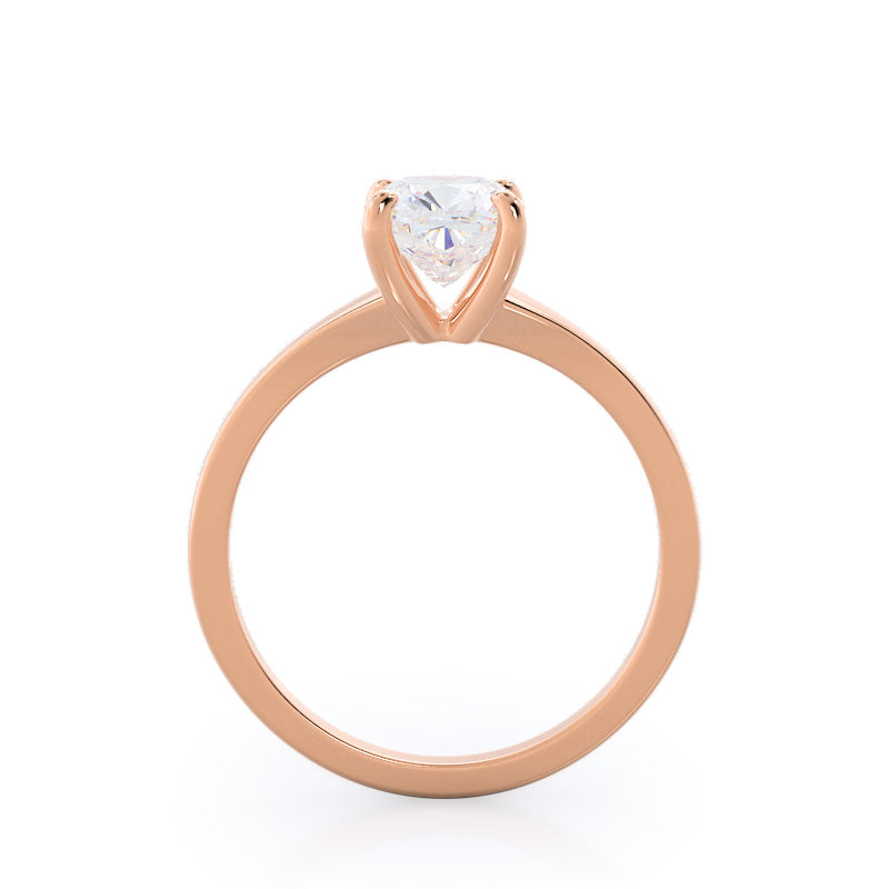 Widening Solitaire Engagement Ring with Cushion Cut Diamond in 14KT Rose Gold view 2

