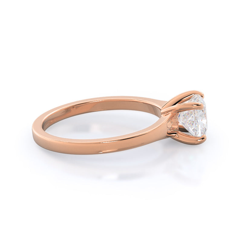 Widening Solitaire Engagement Ring with Cushion Cut Diamond in 14KT Rose Gold view 3
