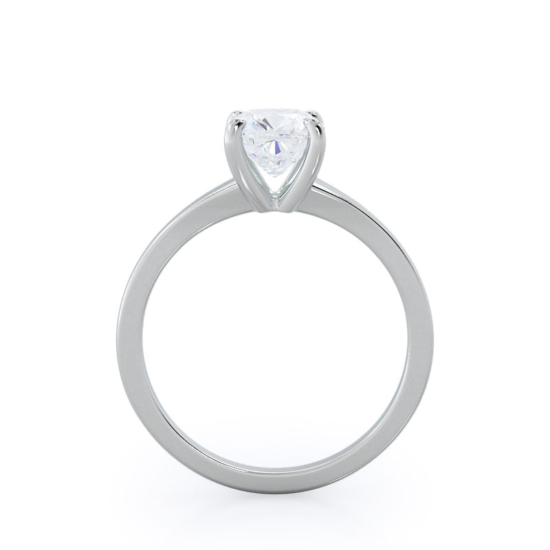 Widening Solitaire Engagement Ring with Cushion Cut Diamond in 14KT Platinum view 2
