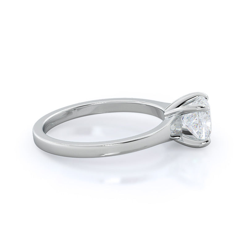 Widening Solitaire Engagement Ring with Cushion Cut Diamond in 14KT Platinum view 3
