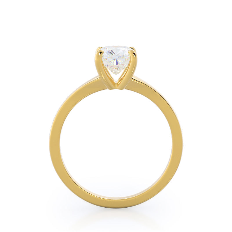 Widening Solitaire Engagement Ring with Cushion Cut Diamond in 14KT Yellow Gold view 2
