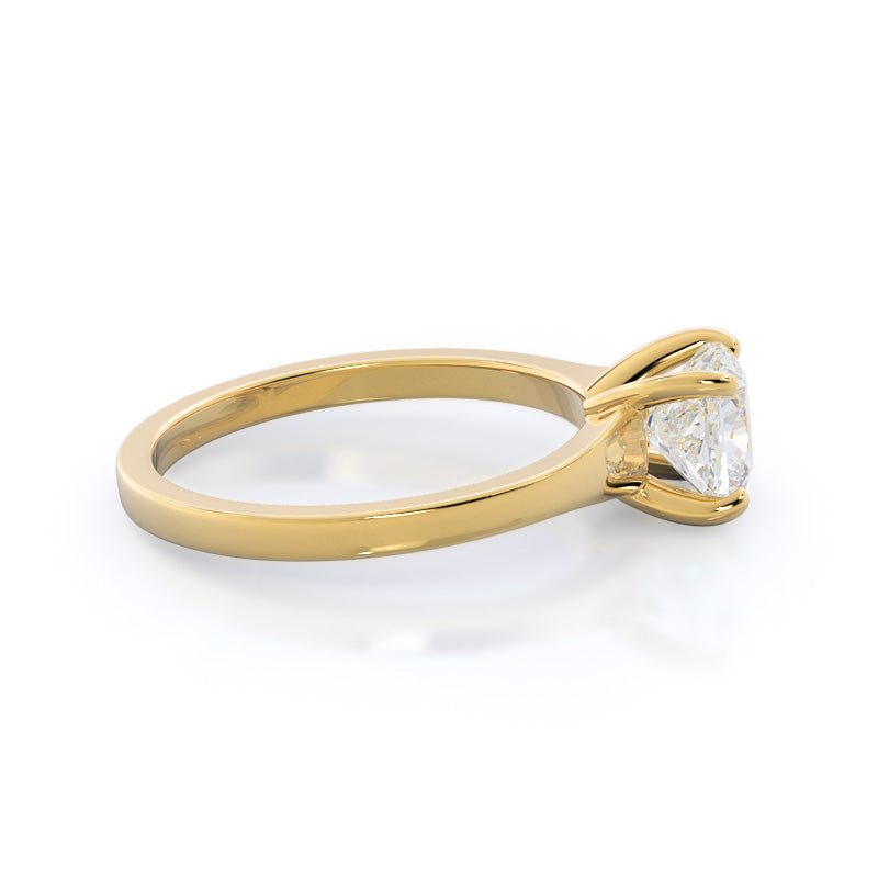 Widening Solitaire Engagement Ring with Cushion Cut Diamond in 14KT Yellow Gold view 3
