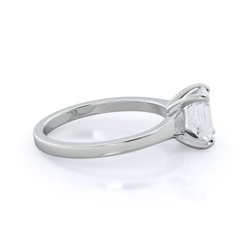 Widening Solitaire Engagement Ring with Emerald Cut Diamond in 14KT Platinum view 3
