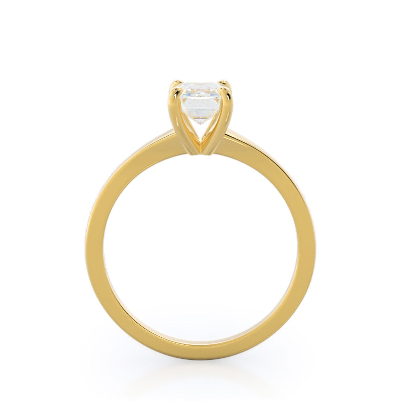 Widening Solitaire Engagement Ring with Emerald Cut Diamond in 14KT Yellow Gold view 2
