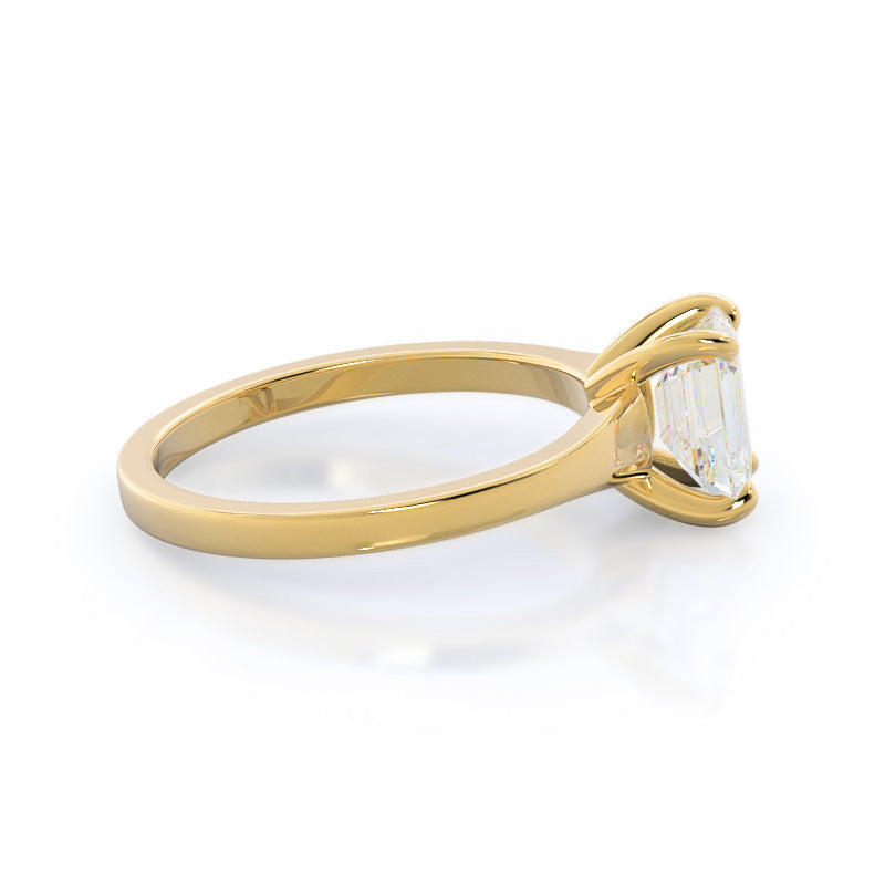 Widening Solitaire Engagement Ring with Emerald Cut Diamond in 14KT Yellow Gold view 3
