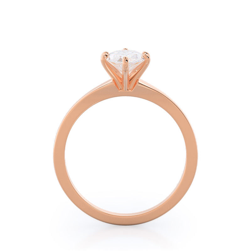 Widening Solitaire Engagement Ring with Marquise Cut Diamond in 14KT Rose Gold view 2
