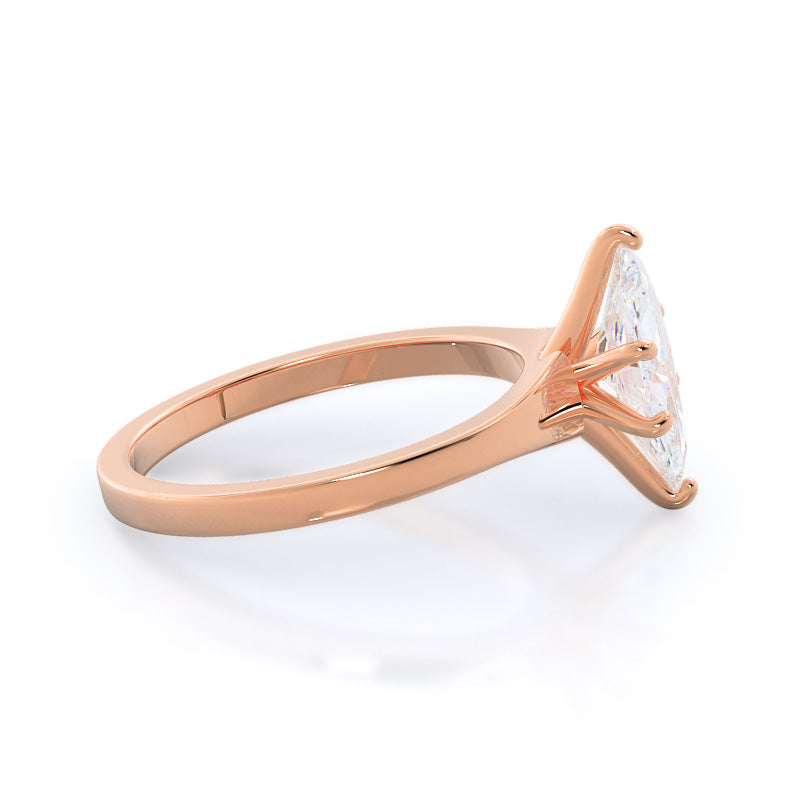 Widening Solitaire Engagement Ring with Marquise Cut Diamond in 14KT Rose Gold view 3
