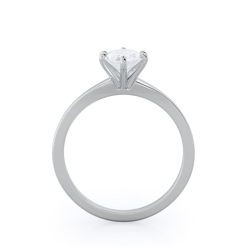 Widening Solitaire Engagement Ring with Marquise Cut Diamond in 14KT Platinum view 2
