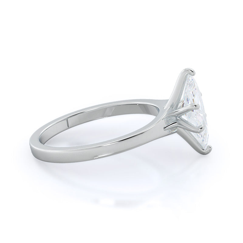 Widening Solitaire Engagement Ring with Marquise Cut Diamond in 14KT Platinum view 3

