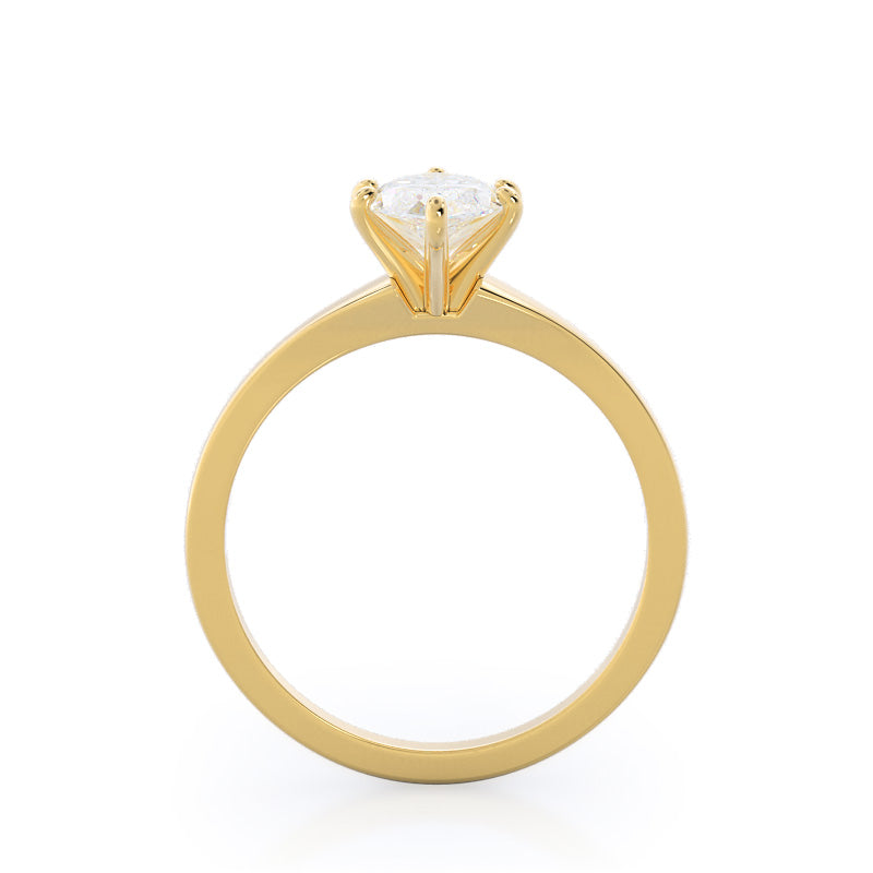 Widening Solitaire Engagement Ring with Marquise Cut Diamond in 14KT Yellow Gold view 2
