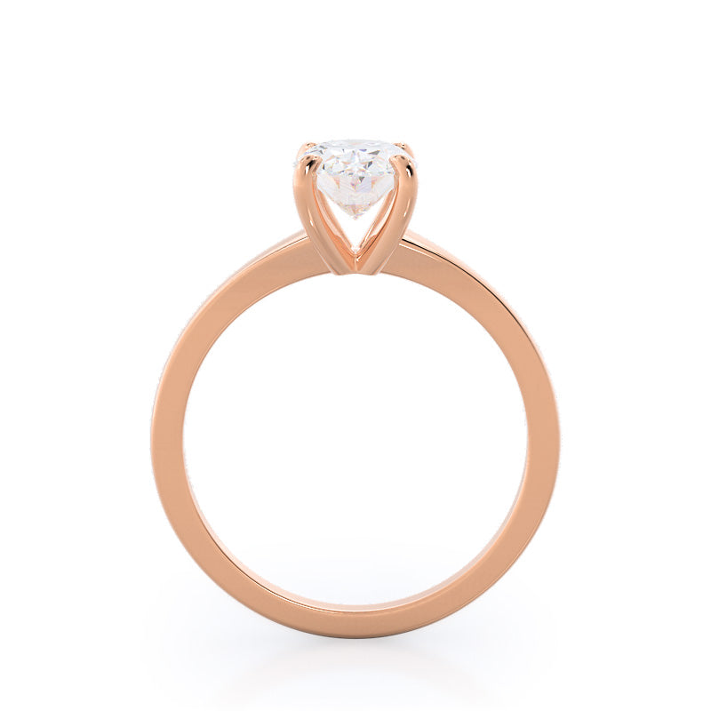 Widening Solitaire Engagement Ring with Oval Cut Diamond in 14KT Rose Gold view 2
