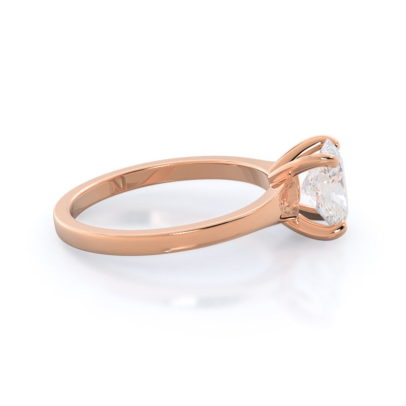 Widening Solitaire Engagement Ring with Oval Cut Diamond in 14KT Rose Gold view 3
