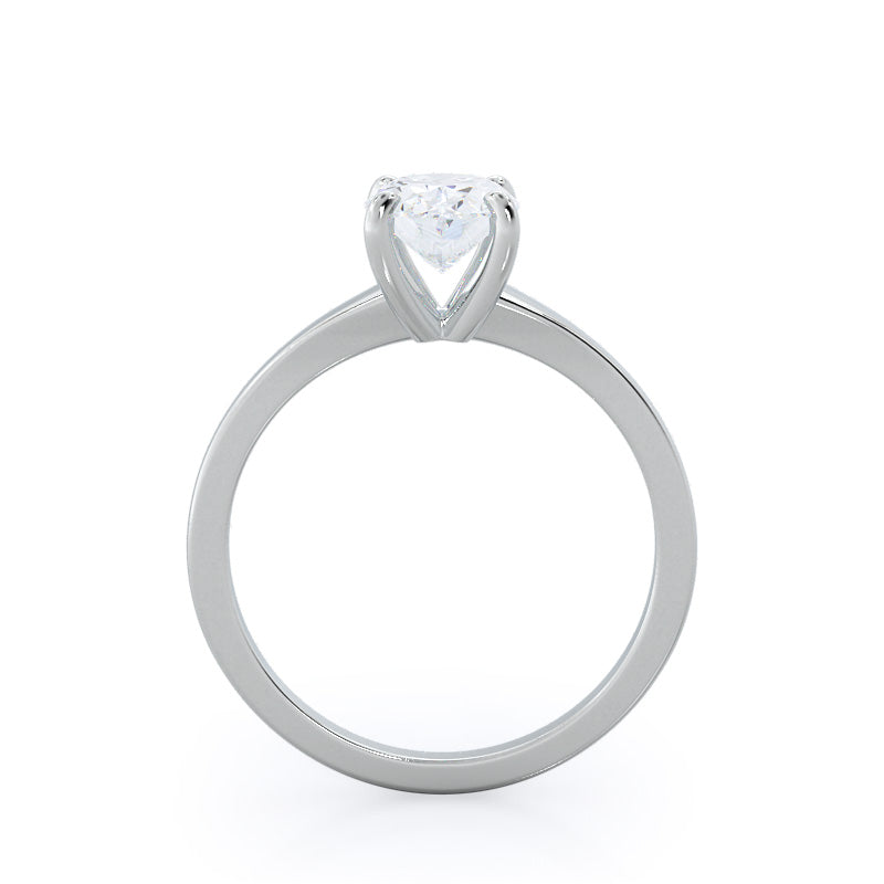 Widening Solitaire Engagement Ring with Oval Cut Diamond in 14KT Platinum view 2
