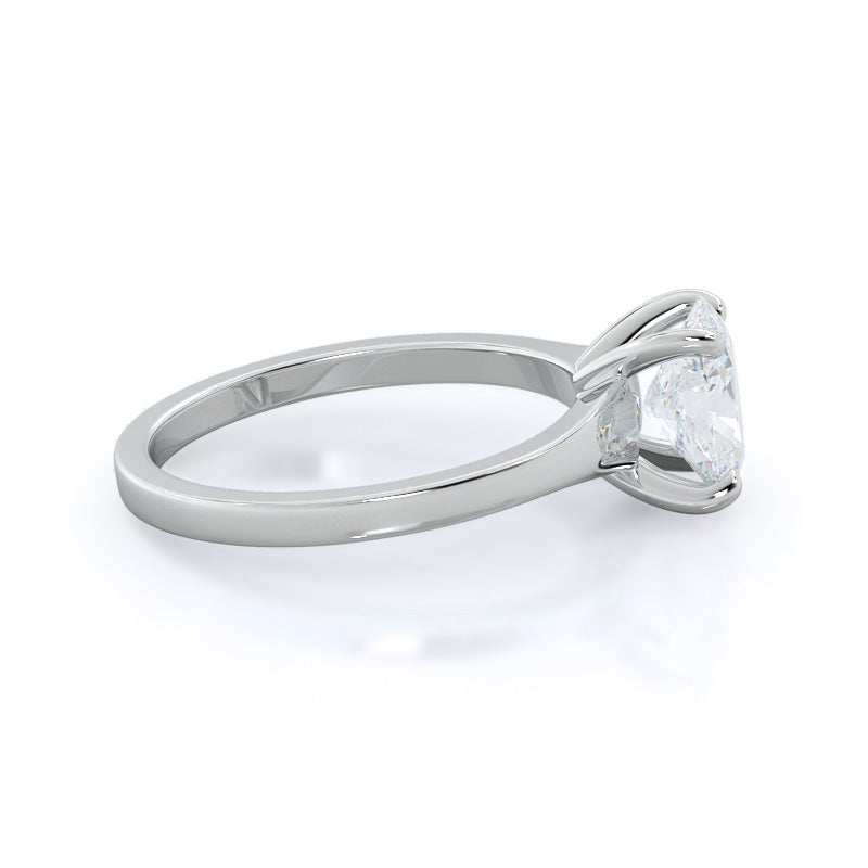 Widening Solitaire Engagement Ring with Oval Cut Diamond in 14KT Platinum view 3
