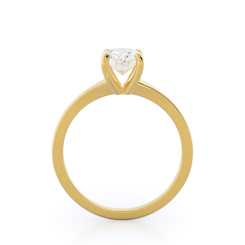 Widening Solitaire Engagement Ring with Oval Cut Diamond in 14KT Yellow Gold view 2
