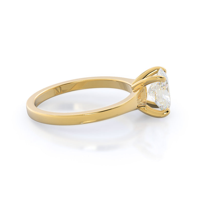 Widening Solitaire Engagement Ring with Oval Cut Diamond in 14KT Yellow Gold view 3
