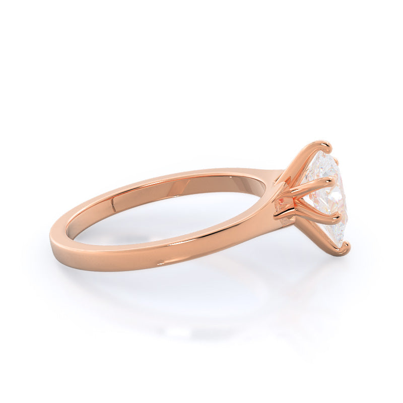 Widening Solitaire Engagement Ring with Pear Cut Diamond in 14KT Rose Gold view 3
