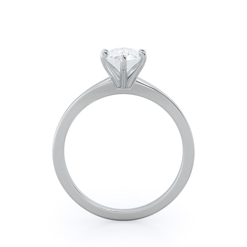 Widening Solitaire Engagement Ring with Pear Cut Diamond in 14KT Platinum view 2
