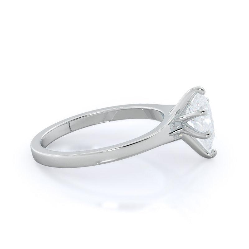 Widening Solitaire Engagement Ring with Pear Cut Diamond in 14KT Platinum view 3
