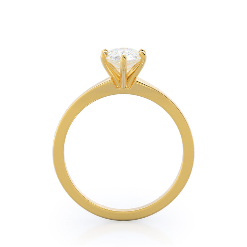 Widening Solitaire Engagement Ring with Pear Cut Diamond in 14KT Yellow Gold view 2
