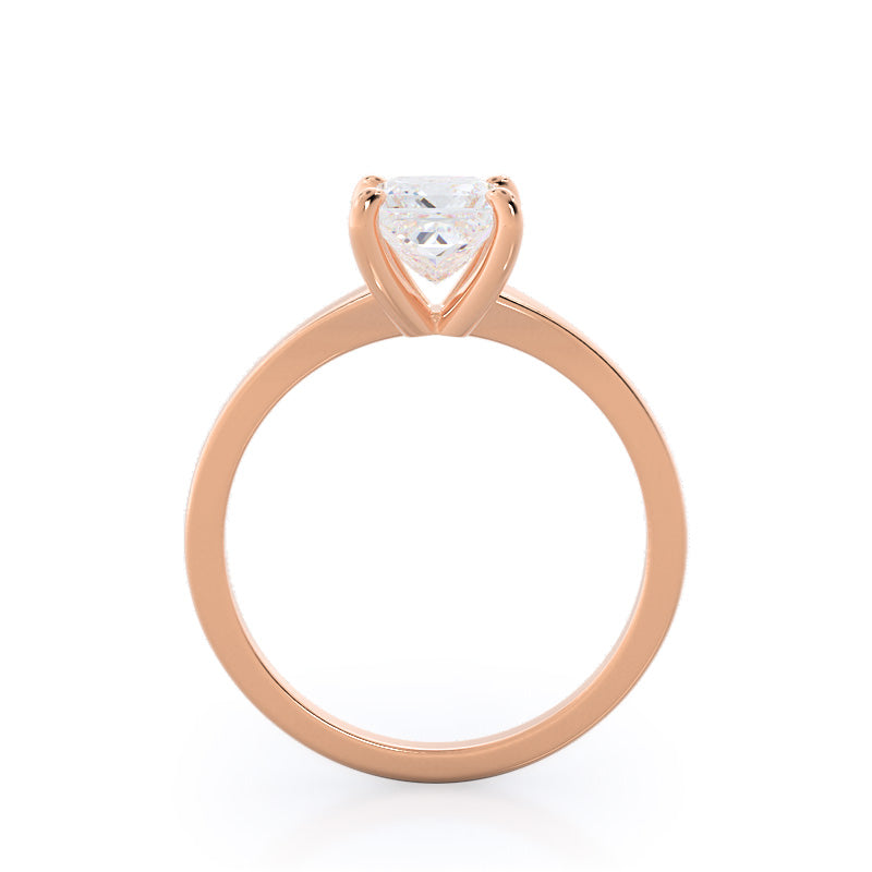 Widening Solitaire Engagement Ring with Princess Cut Diamond in 14KT Rose Gold view 2

