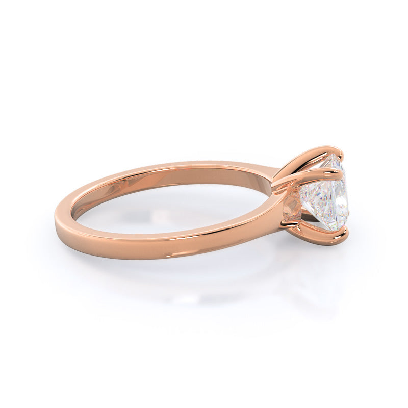 Widening Solitaire Engagement Ring with Princess Cut Diamond in 14KT Rose Gold view 3
