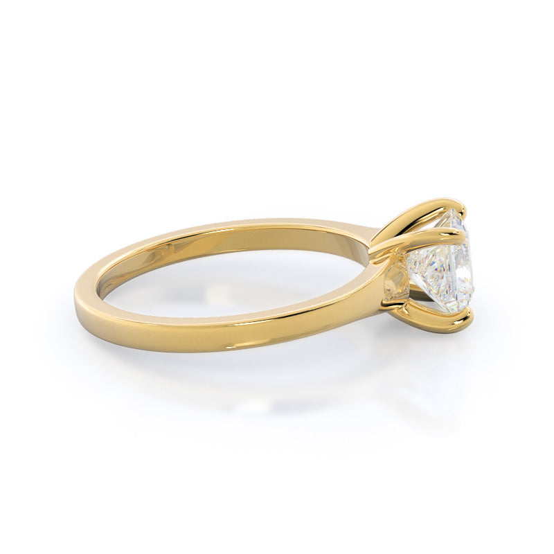 Widening Solitaire Engagement Ring with Princess Cut Diamond in 14KT Yellow Gold view 3

