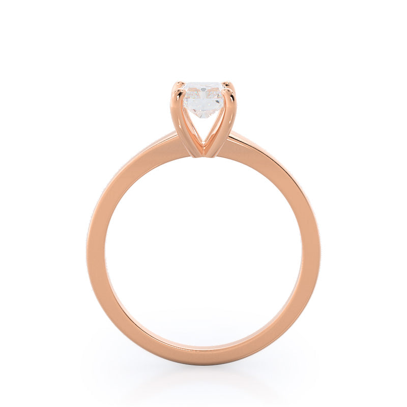 Widening Solitaire Engagement Ring with Radiant Cut Diamond in 14KT Rose Gold view 2
