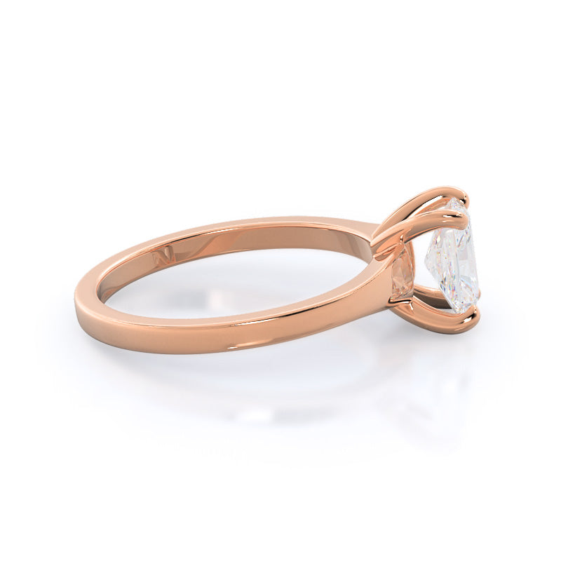 Widening Solitaire Engagement Ring with Radiant Cut Diamond in 14KT Rose Gold view 3
