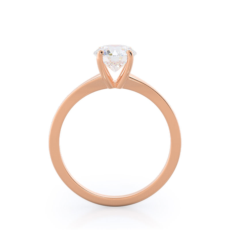 Widening Solitaire Engagement Ring with Round Cut Diamond in 14KT Rose Gold view 2
