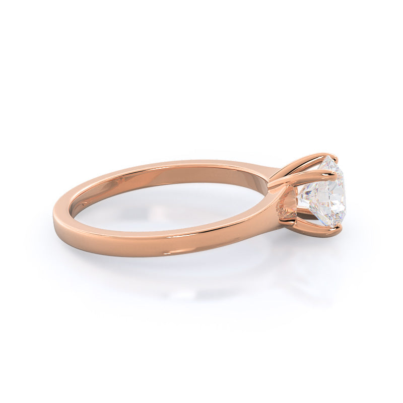 Widening Solitaire Engagement Ring with Round Cut Diamond in 14KT Rose Gold view 3
