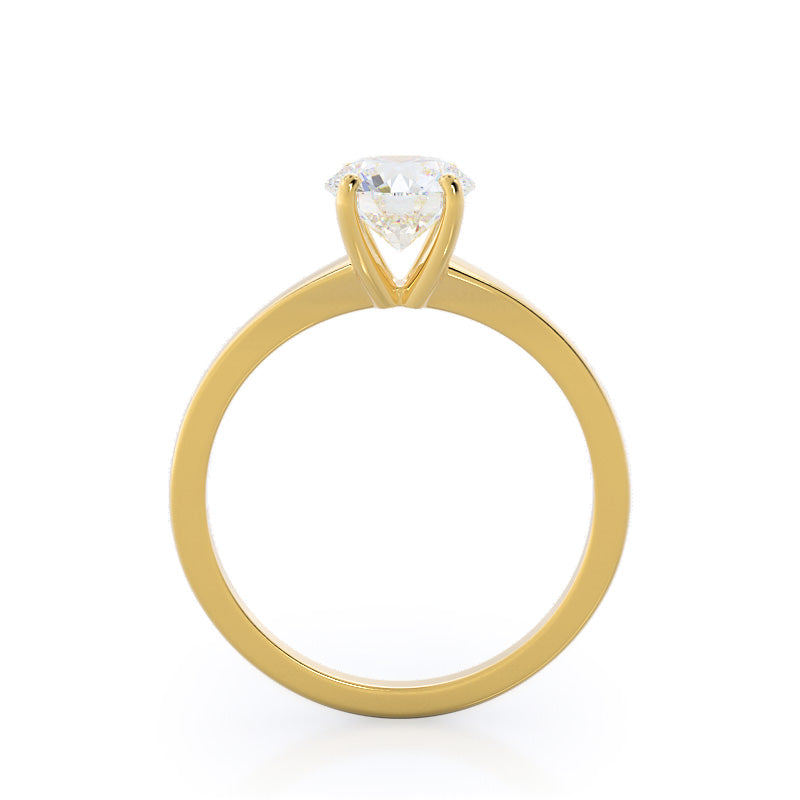 Widening Solitaire Engagement Ring with Round Cut Diamond in 14KT Yellow Gold view 2
