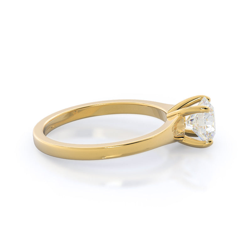 Widening Solitaire Engagement Ring with Round Cut Diamond in 14KT Yellow Gold view 3
