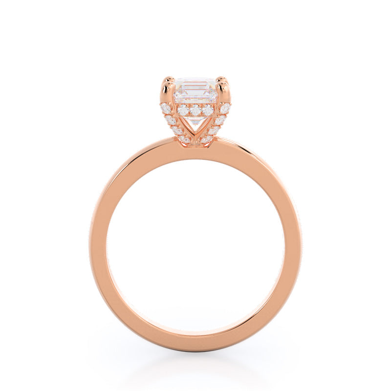 Asscher Cut Diamond Basket Solitaire Engagement Ring with Lab Grown Diamond in 14KT Rose Gold view 2

