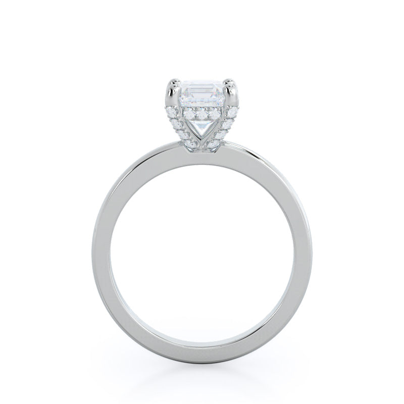 Asscher Cut Diamond Basket Solitaire Engagement Ring with Lab Grown Diamond in 14KT Platinum view 2
