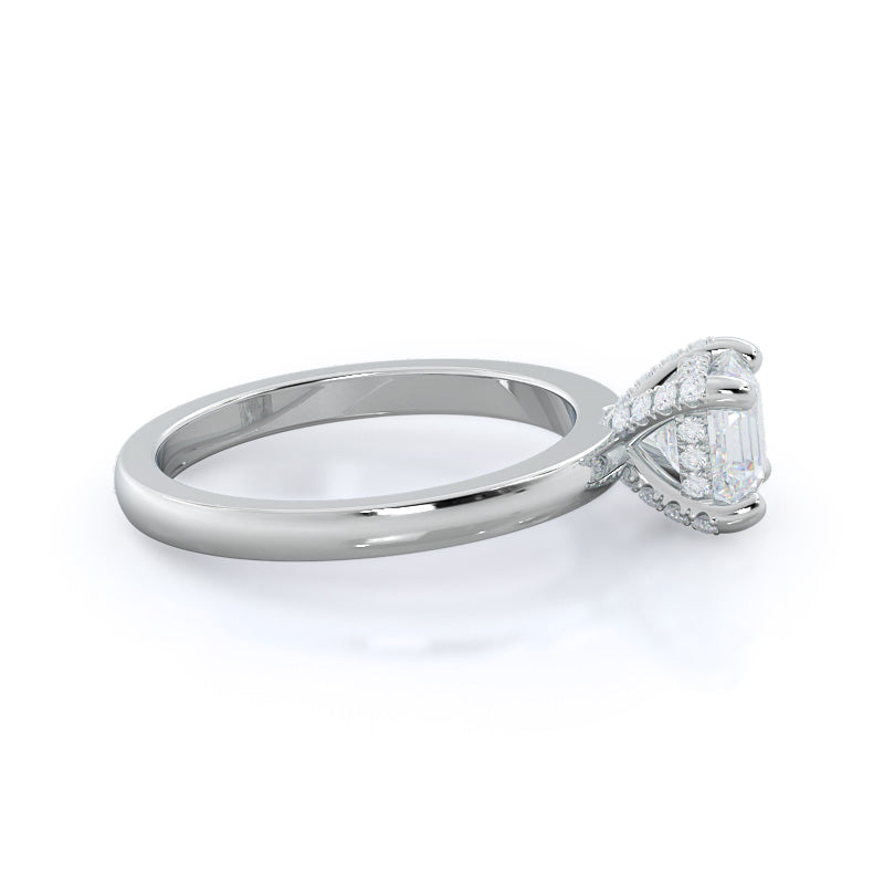 Asscher Cut Diamond Basket Solitaire Engagement Ring with Lab Grown Diamond in 14KT Platinum view 3
