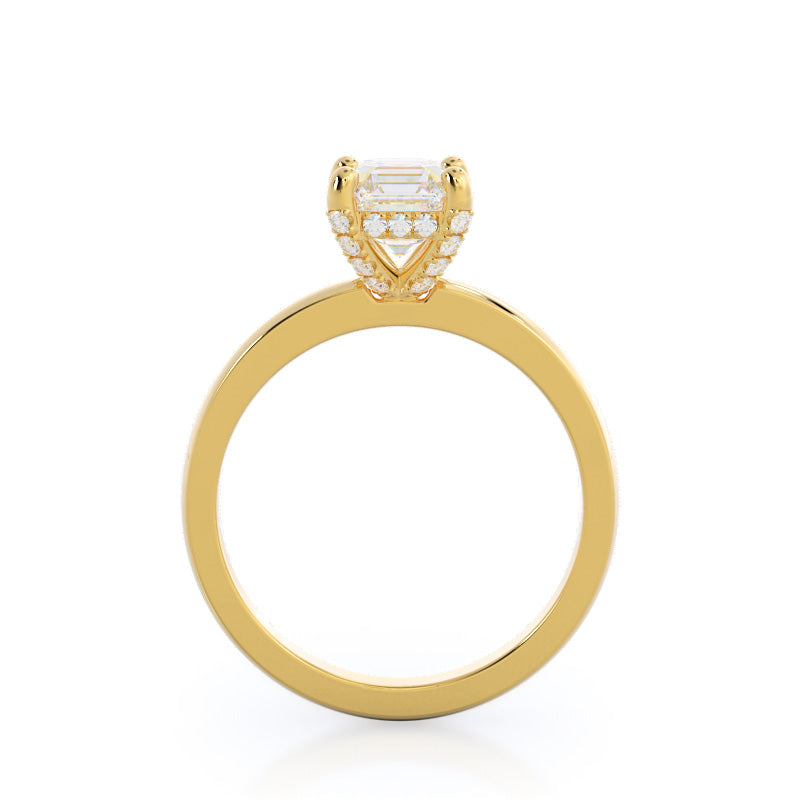 Asscher Cut Diamond Basket Solitaire Engagement Ring with Lab Grown Diamond in 14KT Yellow Gold view 2
