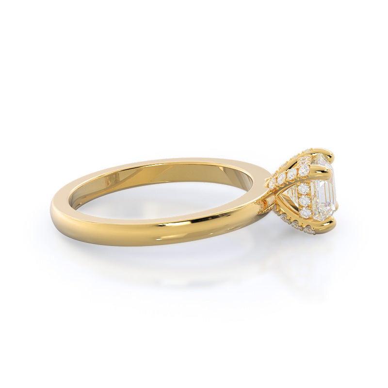 Asscher Cut Diamond Basket Solitaire Engagement Ring with Lab Grown Diamond in 14KT Yellow Gold view 3
