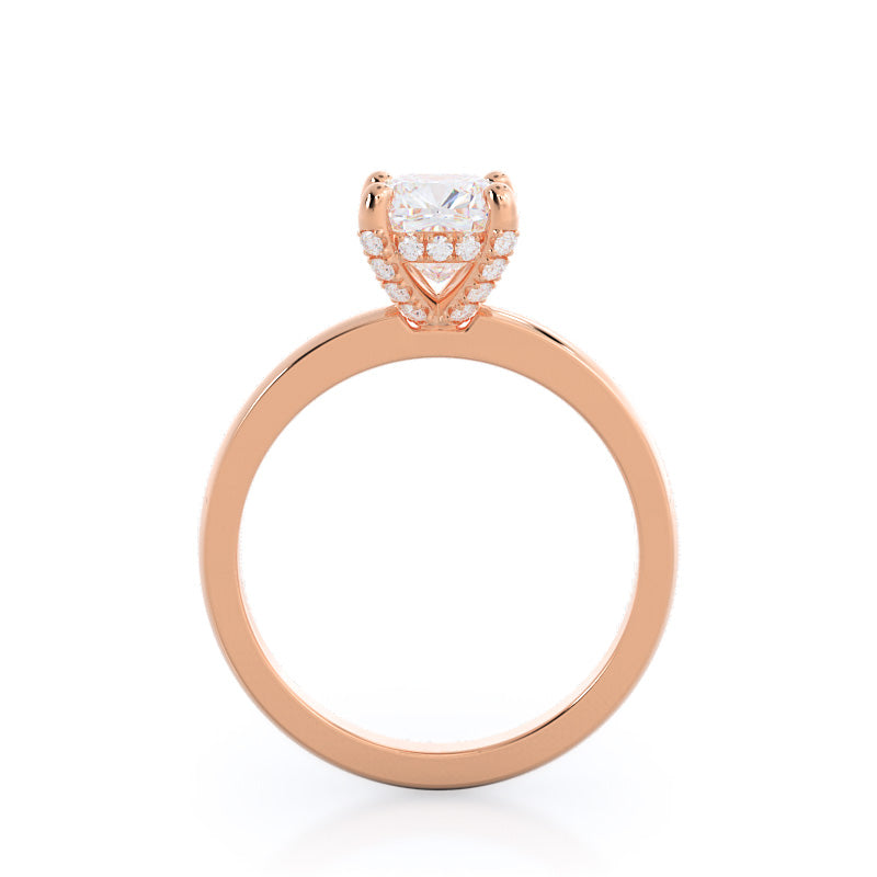 Cushion Cut Diamond Basket Solitaire Engagement Ring with Lab Grown Diamond in 14KT Rose Gold view 2
