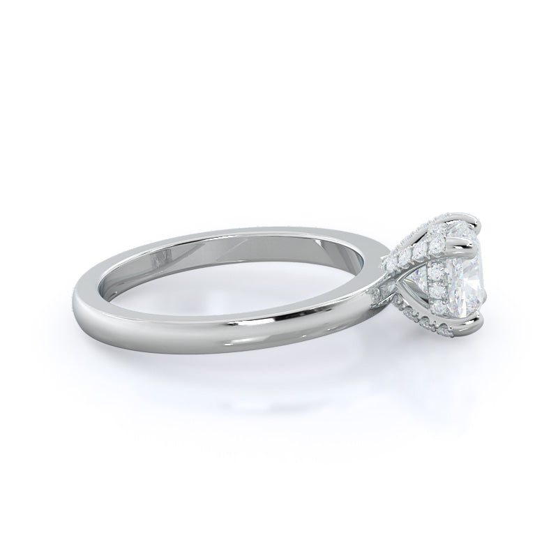 Cushion Cut Diamond Basket Solitaire Engagement Ring with Lab Grown Diamond in 14KT Platinum view 3
