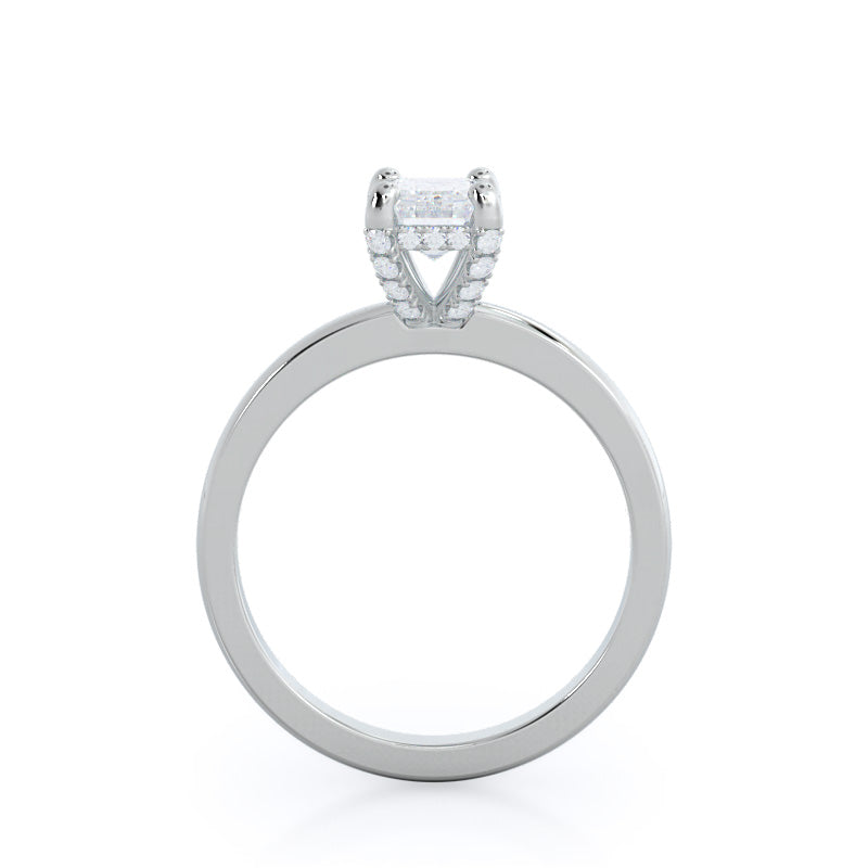 Emerald Cut Diamond Basket Solitaire Engagement Ring with Lab Grown Diamond in 14KT Platinum view 2
