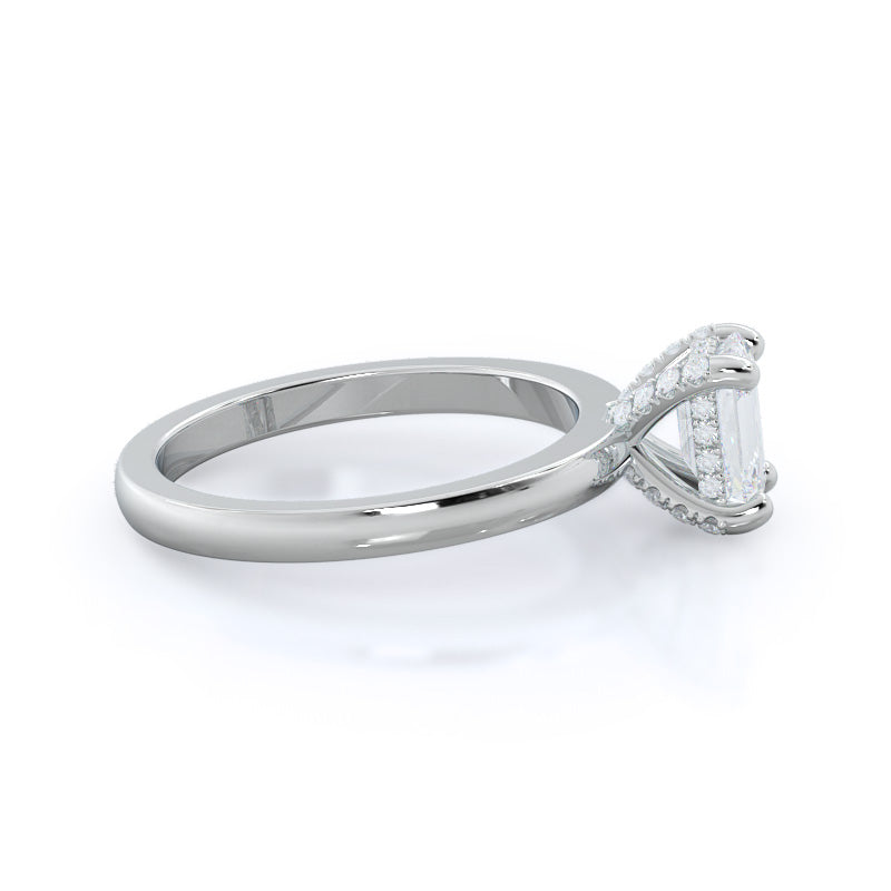 Emerald Cut Diamond Basket Solitaire Engagement Ring with Lab Grown Diamond in 14KT Platinum view 3
