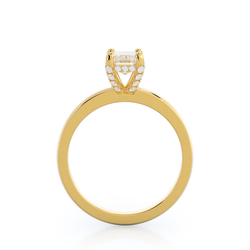 Emerald Cut Diamond Basket Solitaire Engagement Ring with Lab Grown Diamond in 14KT Yellow Gold view 2
