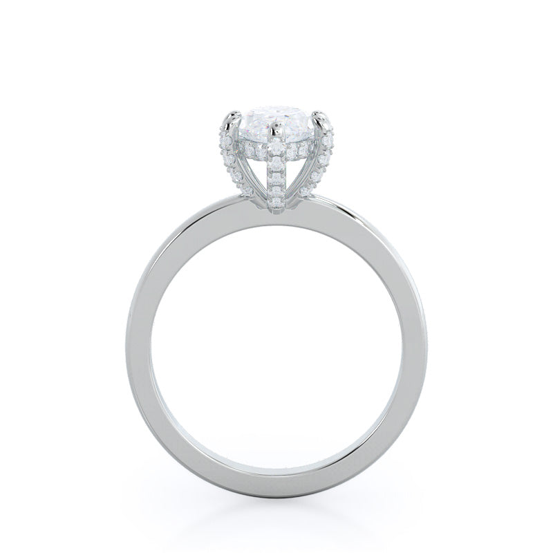 Marquise Cut Diamond Basket Solitaire Engagement Ring with Lab Grown Diamond in 14KT Platinum view 2
