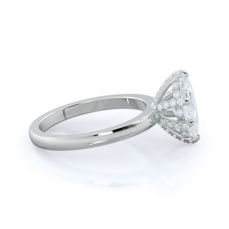 Marquise Cut Diamond Basket Solitaire Engagement Ring with Lab Grown Diamond in 14KT Platinum view 3
