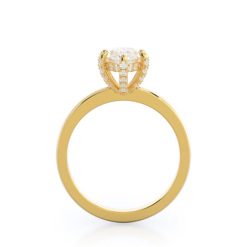 Marquise Cut Diamond Basket Solitaire Engagement Ring with Lab Grown Diamond in 14KT Yellow Gold view 2
