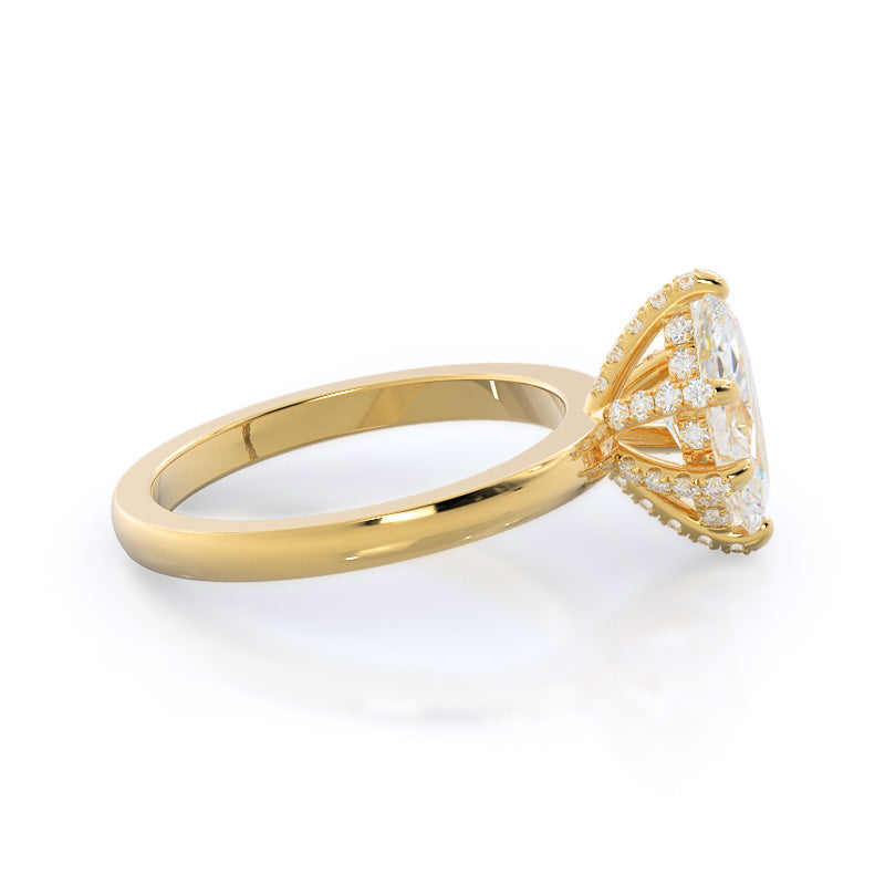Marquise Cut Diamond Basket Solitaire Engagement Ring with Lab Grown Diamond in 14KT Yellow Gold view 3
