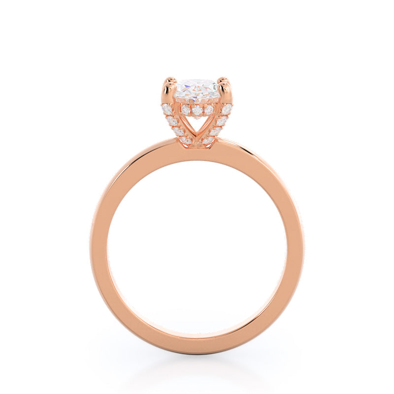 Oval Cut Diamond Basket Solitaire Engagement Ring with Lab Grown Diamond in 14KT Rose Gold view 2
